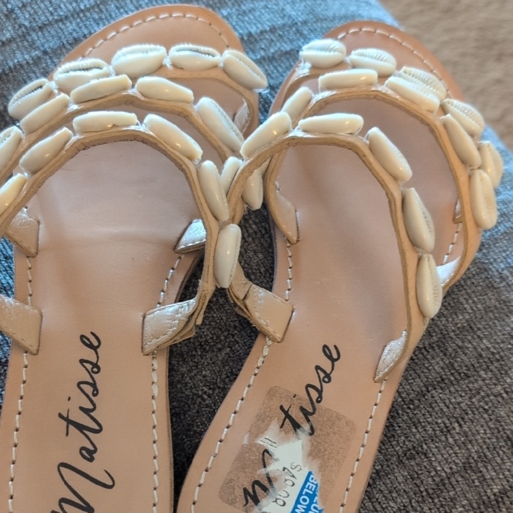 Matisse Cream Sandals with Sea Shell Embellishments